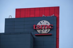 TSMC logo seen on a company building in Hsinchu