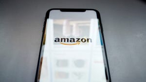 Amazon logo on a smartphone