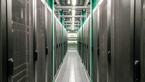 Corridor in a colocation data center