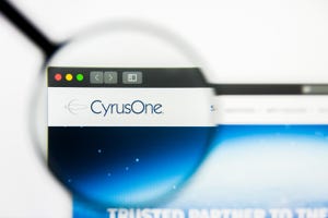 CyrusOne website homepage with CyrusOne logo visible on screen.