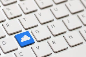 image of a keyboard with a blue key with a cloud on it