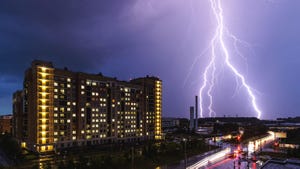 Lightning strikes near a data center