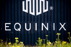 Equinix logo on corrugated steel