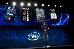 Intel Executive VP and General Manager Data Center Group Navin Shenoy speaks during an Intel press event for CES 2019 in Las Vegas.