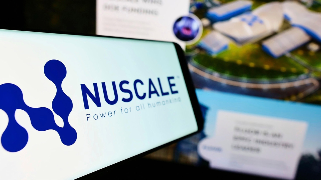 NuScale logo on a smartphone