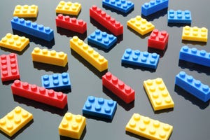 plastic building blocks in different colors