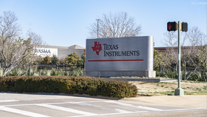 texas instruments sign outside headquarters building