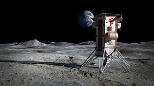 An artistic rendition of a Lonestar data center aboard Intuitive Machines' Nova-C lunar lander.